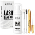 Shampoo 100Ml Cleaning Kit of Korean Makeup Remover (Foam Cleanser) & Shampoo Brush & Mascara Brush Bundle with Eyelash Serum 5Ml for Lash Growth and Thickness
