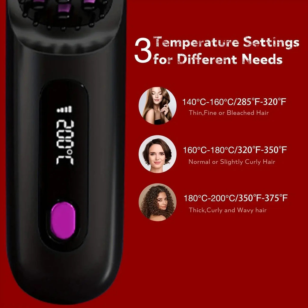 2026 Upgraded Straight Hair Comb, Portable Fashion Lazy Straightener, USB Rechargeable Flat Iron Clip, Wireless Straightening & Curling Comb
