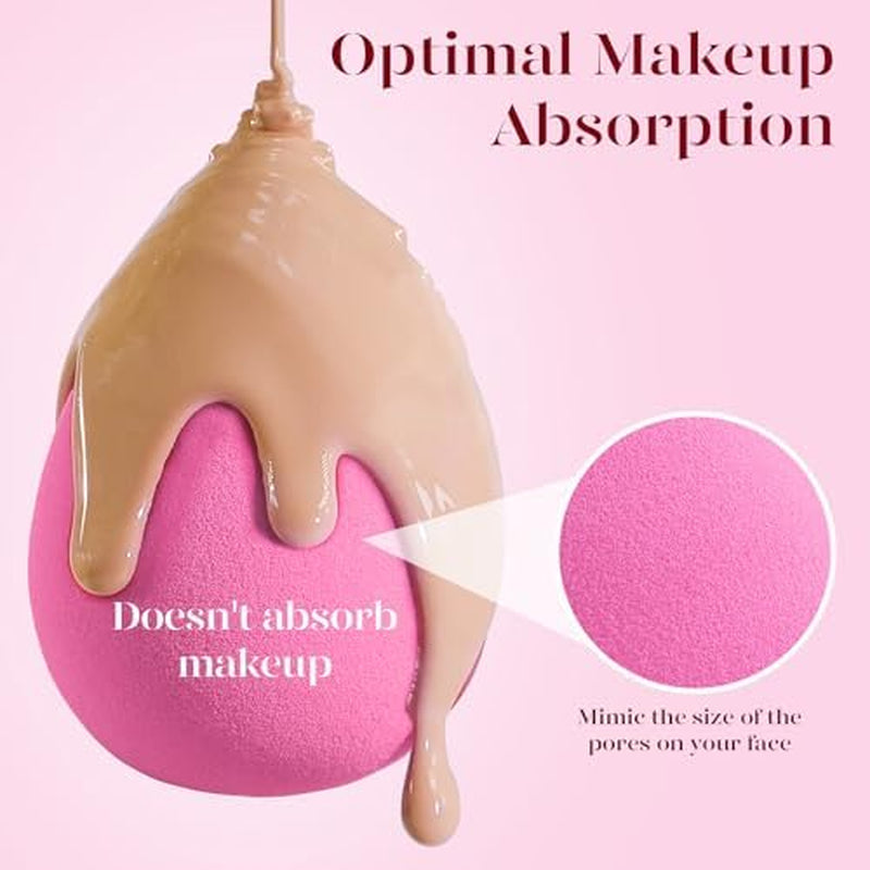 Super Soft Makeup Sponge Set of 6, Makeup Sponges for Foundation, Liquid, Cream and Powder, Pink Beauty Sponge for Blending, 0 Latex Blender